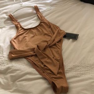 Nude colored High waisted one piece bikini